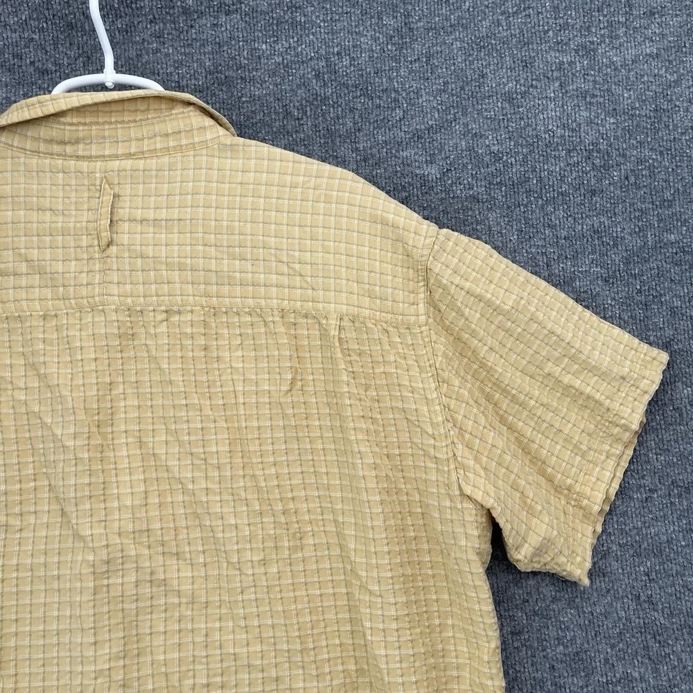 The North Face Shirt Men's Sz XL Yellow Plaid Short Sleeve Hiking Button Top